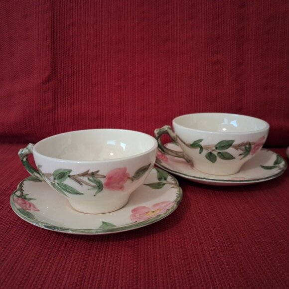 Vintage Franciscan Desert Rose Set Of 4 Cups And 4 Saucers - Picture 4 of 10